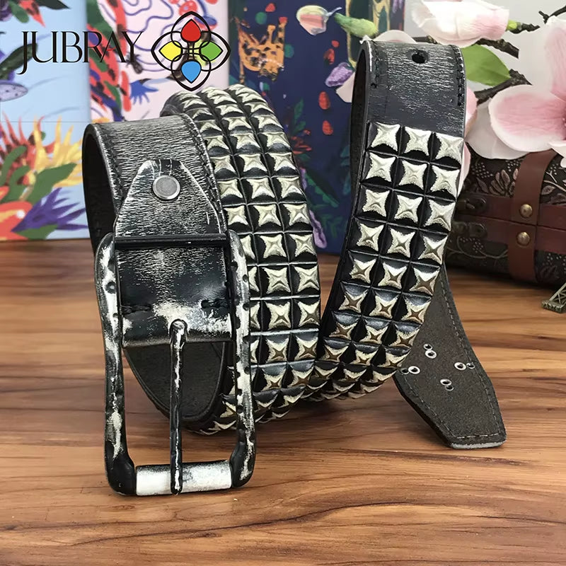 Men'S Leather Belt Punk Belt Jeans Belt Men'S Rock Style Western Cowboy Rivet Metal Belt Jeans Belt for Men Male Belt MBT0593